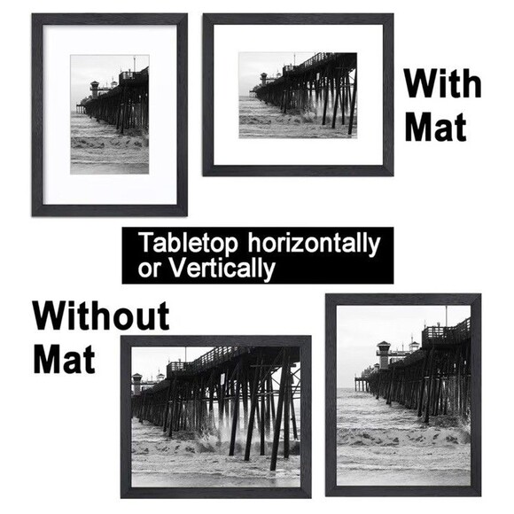 2- 8x10 Gallery Wall Picture Frames Fits 8x10 Or 5x7 Black Modern Farmhouse - Picture 3 of 5